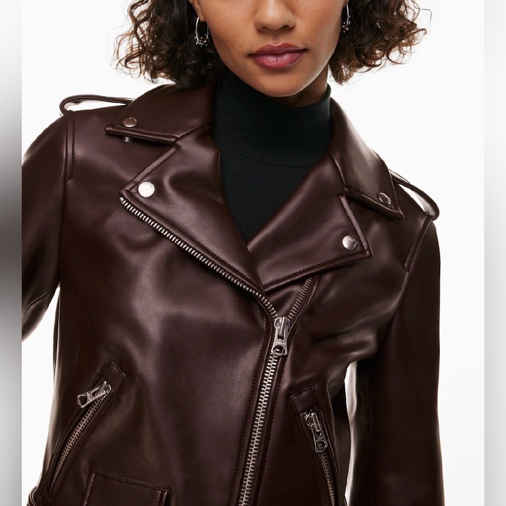 Aritzia Lightning Pleather Jacket in Brown small to medium
